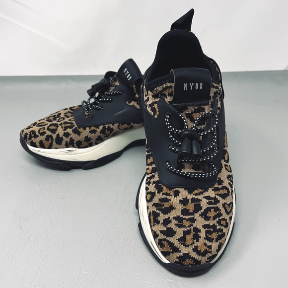 Steve Madden Women 7M Leopard Print Chunky Platform Dad Sneakers NY90 Y2K Casual - Picture 1 of 8